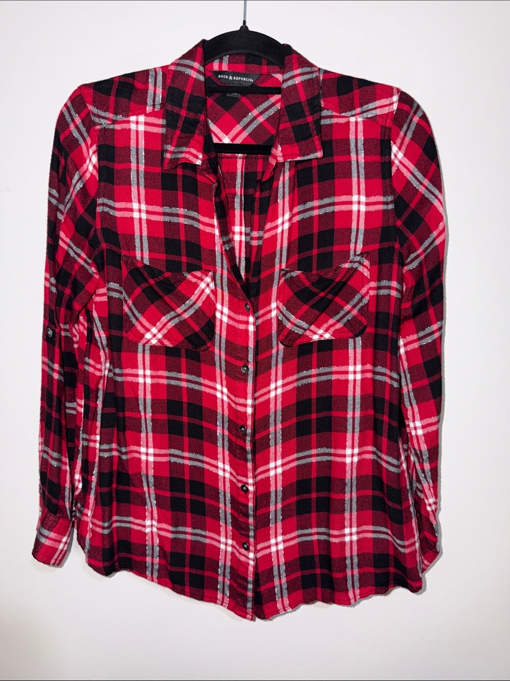 Rock & Republic Red and Black Plaid Button-Down Shirt